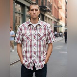 Wrangler Red and Cream Checkered Casual Shirt